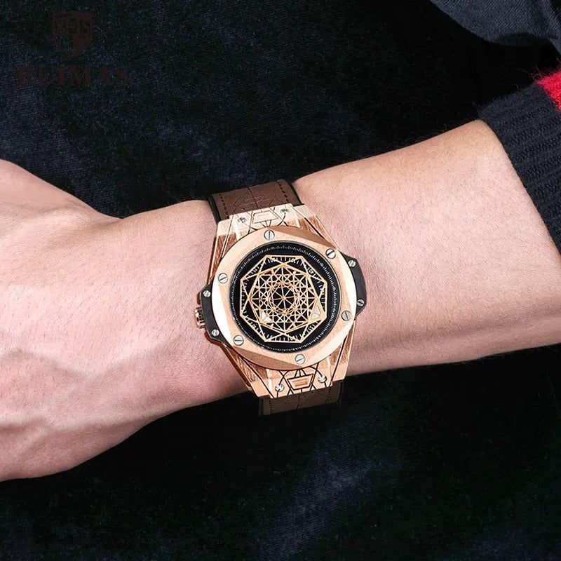 Men's Chronograph Watch with Leather Strap