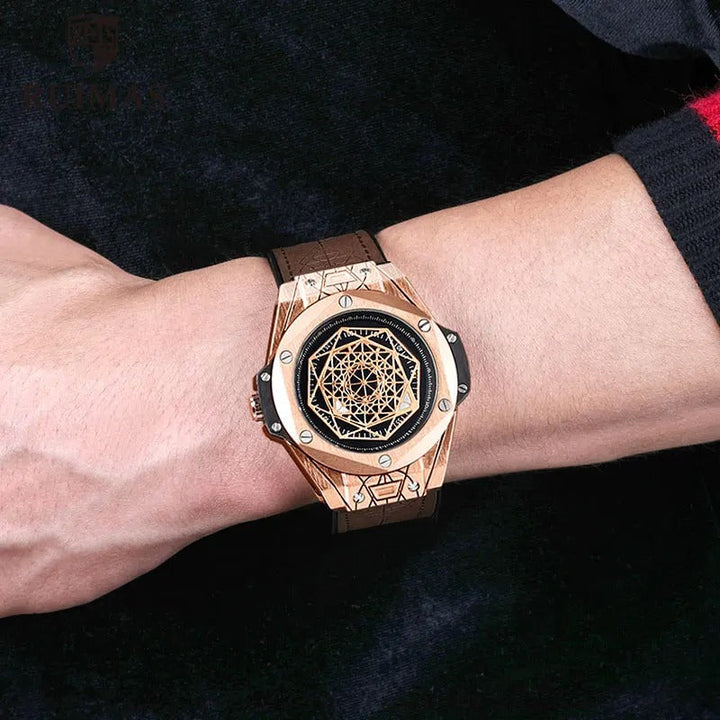 Men's Chronograph Watch with Leather Strap