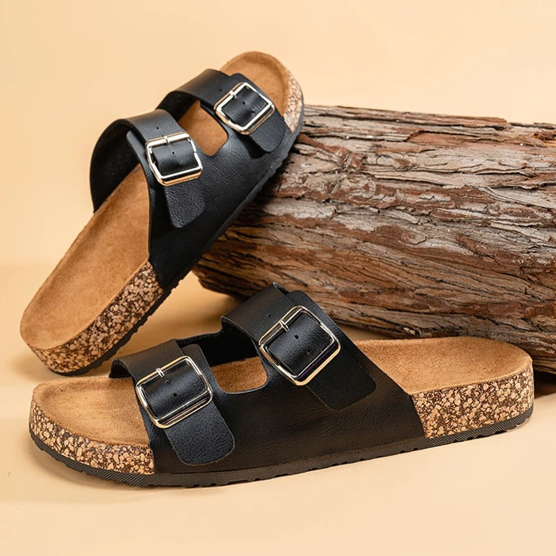 Men's Comfort Leather Slide Sandals | Non-Slip Open Toe Summer Shoes