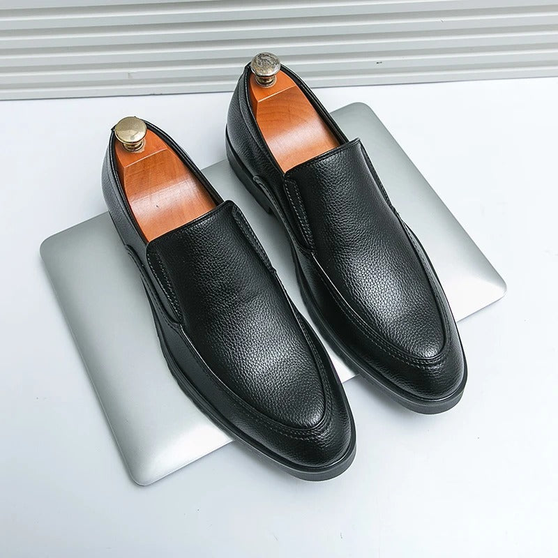 Men's Leather Slip-On Loafers | Classic Business Casual Dress Shoes
