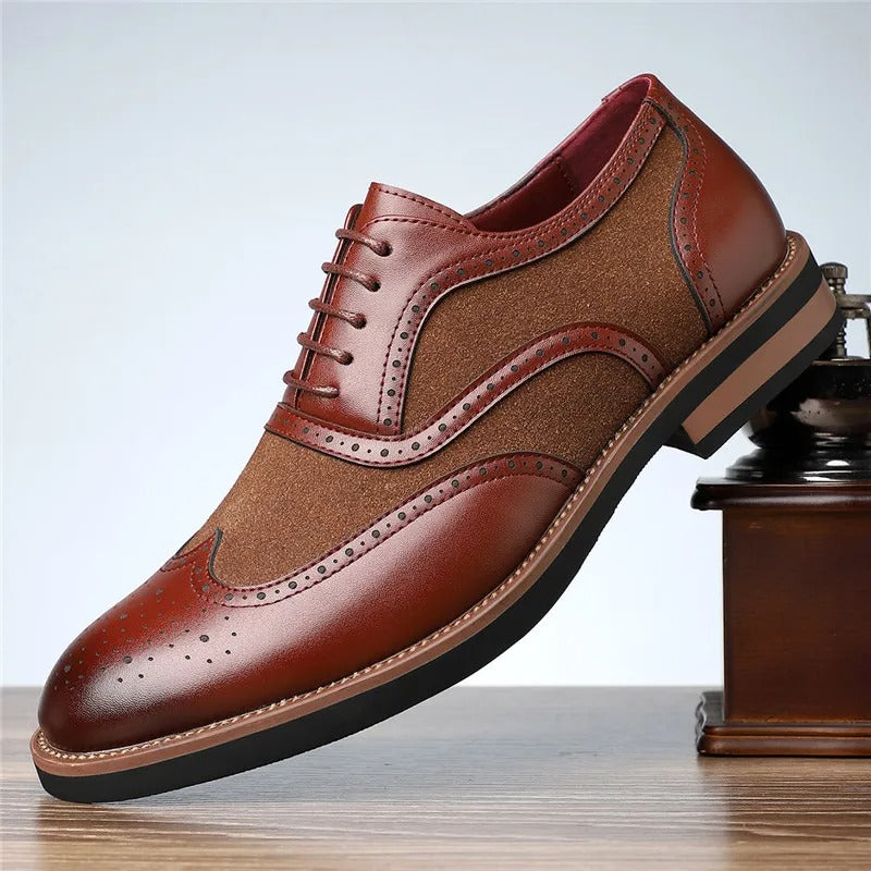 Men's Two-Tone Brogue Oxford Shoes | Classic Leather Spectator Shoes