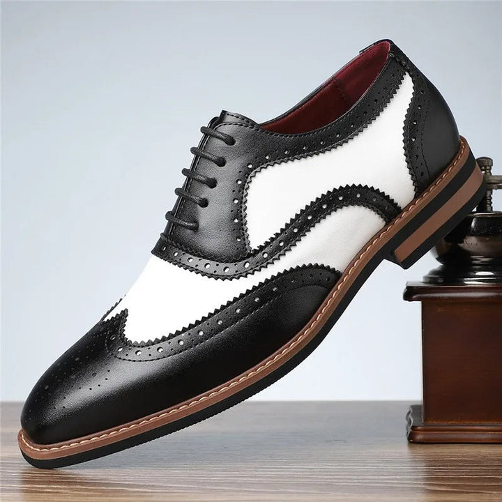 Men's Two-Tone Wingtip Brogue Shoes | Classic Oxford Dress Shoes