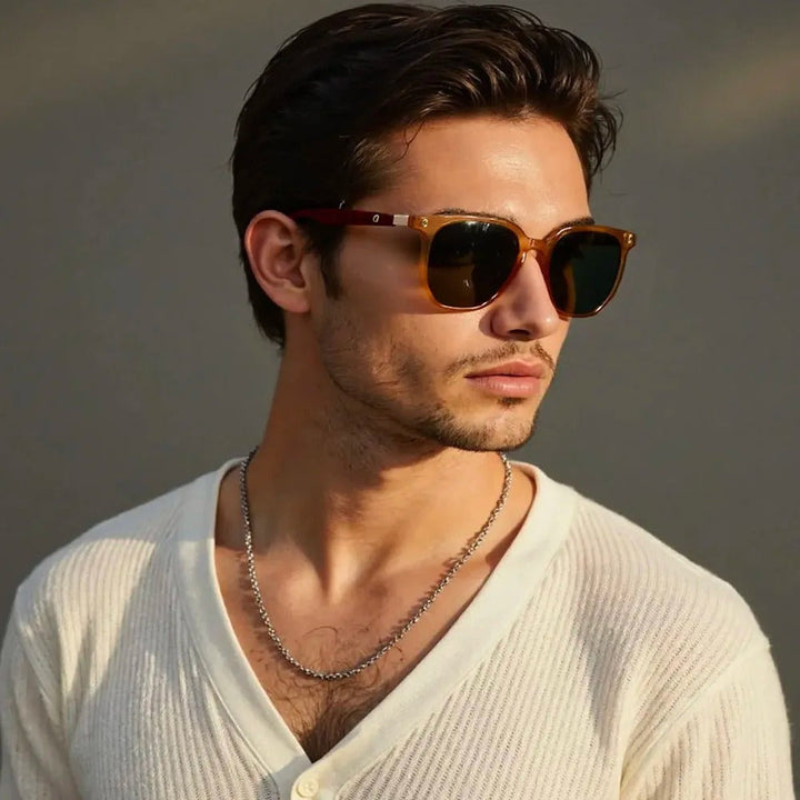 Men's Square Sunglasses – Crownwood Wood Accent