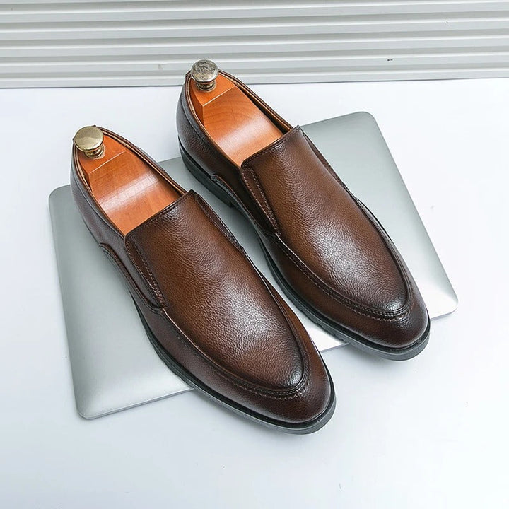 Men's Leather Slip-On Loafers | Classic Business Casual Dress Shoes