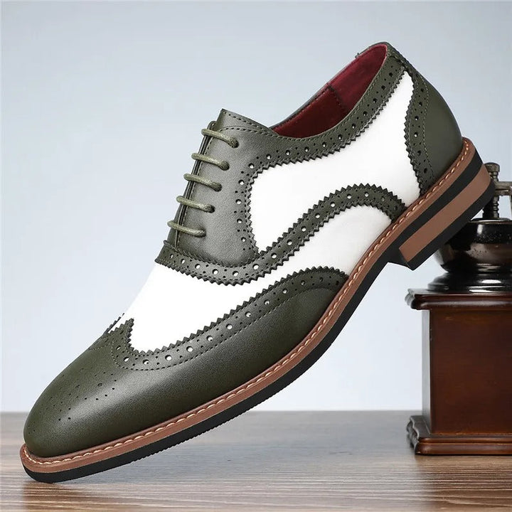 Men's Two-Tone Wingtip Brogue Shoes | Classic Oxford Dress Shoes