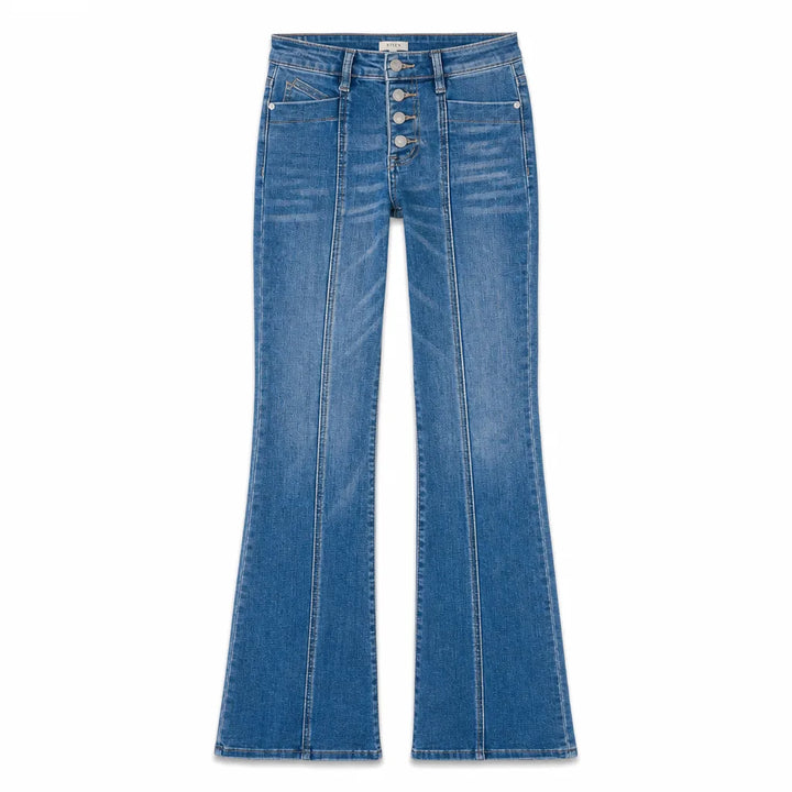 Women's Baggy Wide-Leg Jeans - High-Waisted Seamed Stretch Jean