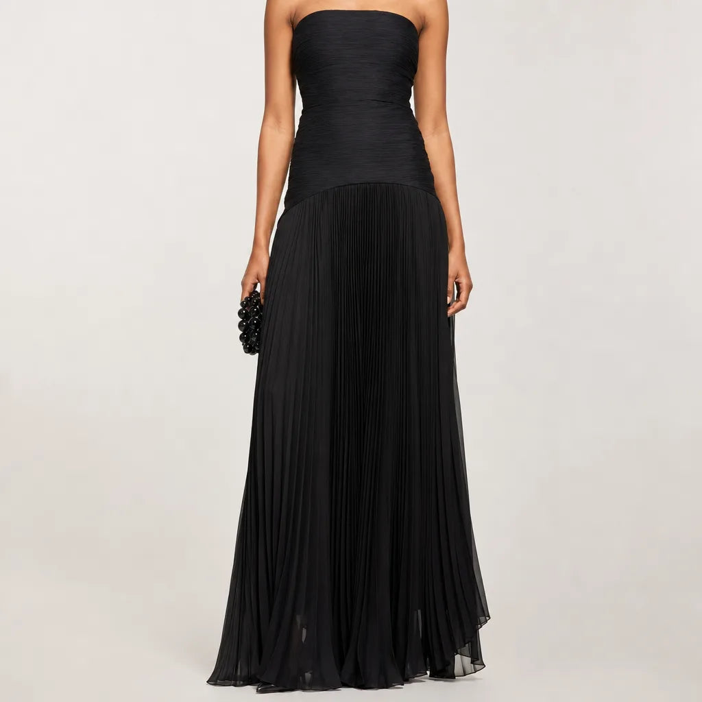 Women's Pleated Wedding Guest Maxi Dress