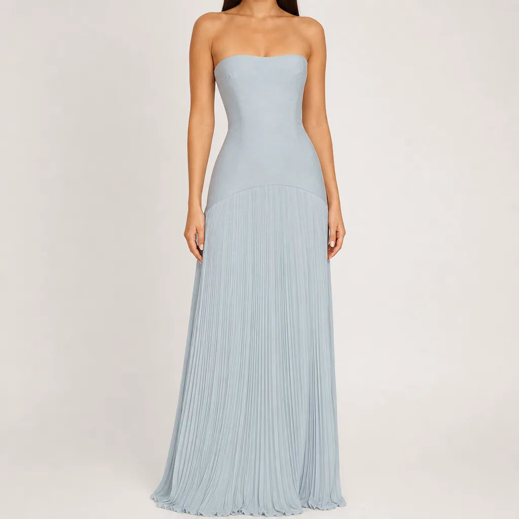 Women's Pleated Wedding Guest Maxi Dress