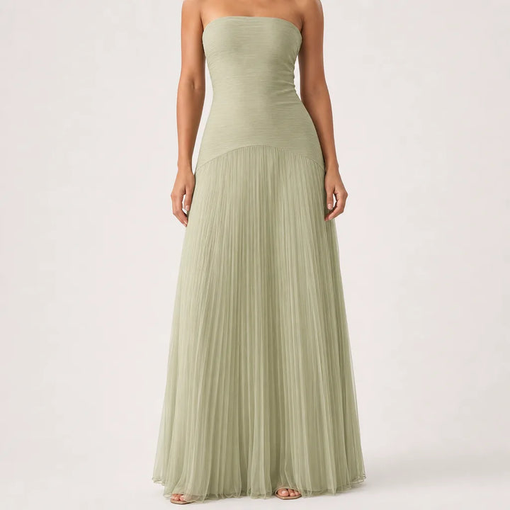 Women's Pleated Wedding Guest Maxi Dress
