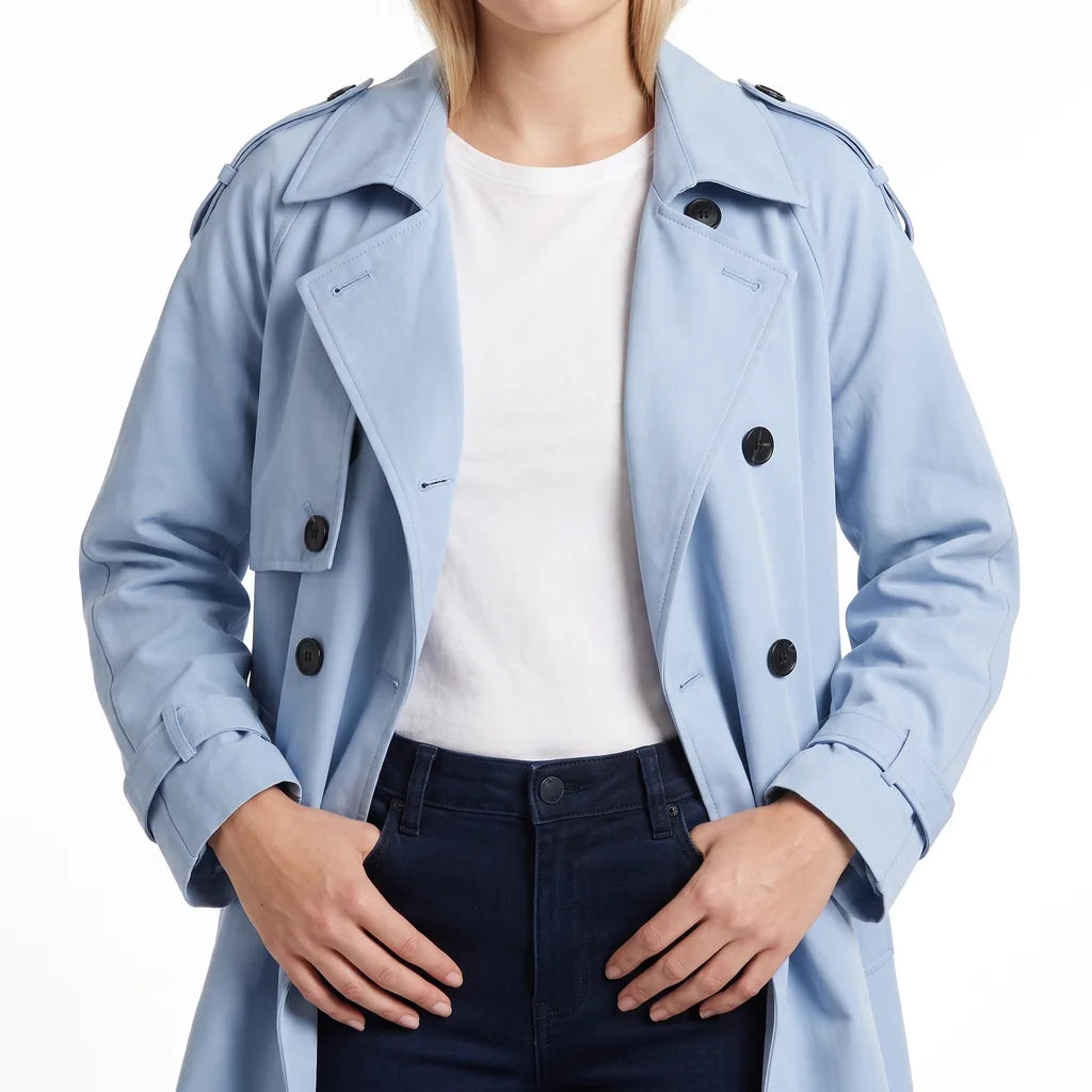 Women's Oversized Belted Trench Coat - Long Double-Row Duster
