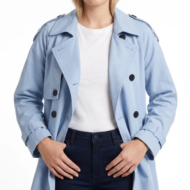 Women's Oversized Belted Trench Coat - Long Double-Row Duster