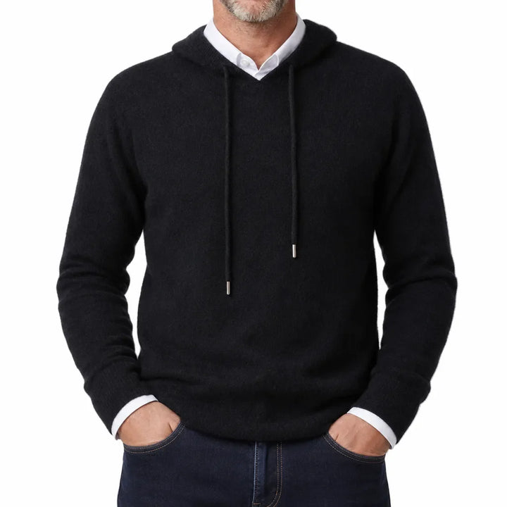 Men's Soft Fleece V-Neck Pullover Hoodie Loose Fit