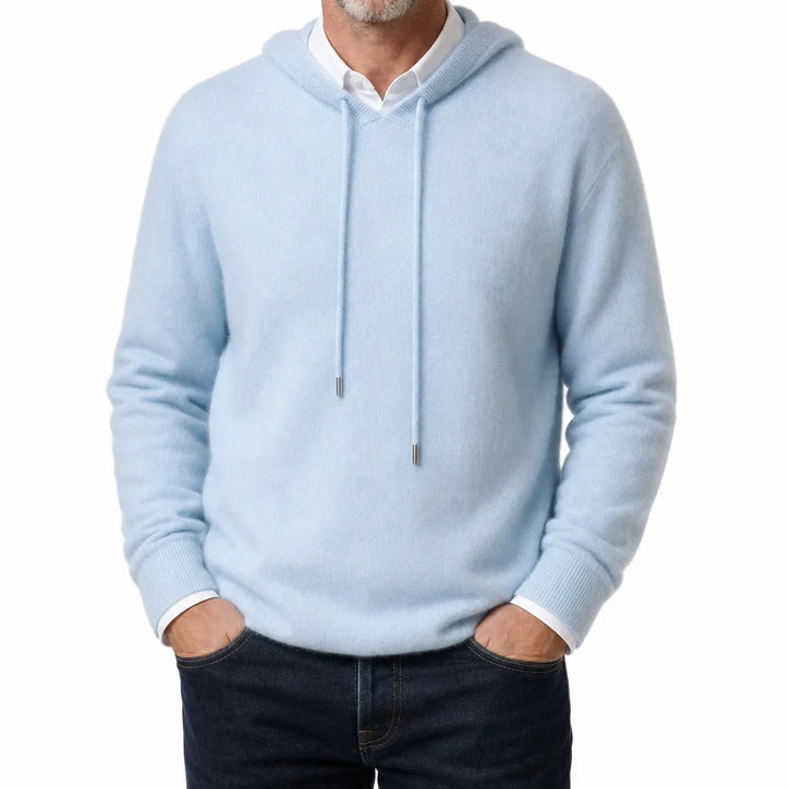Men's Soft Fleece V-Neck Pullover Hoodie Loose Fit