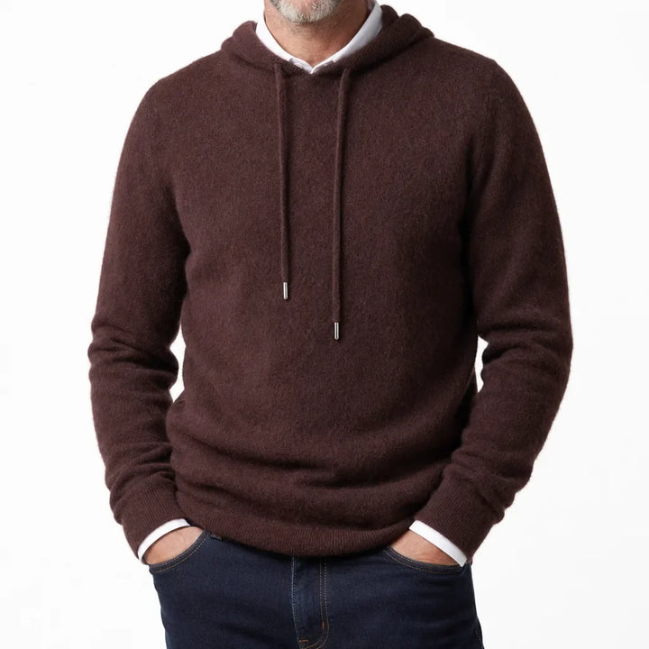 Men's Soft Fleece V-Neck Pullover Hoodie Loose Fit