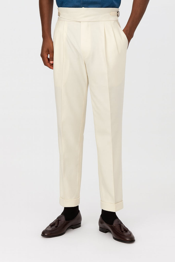 James | Men's High-Waisted Pleated Drawstring Straight-Leg Pants