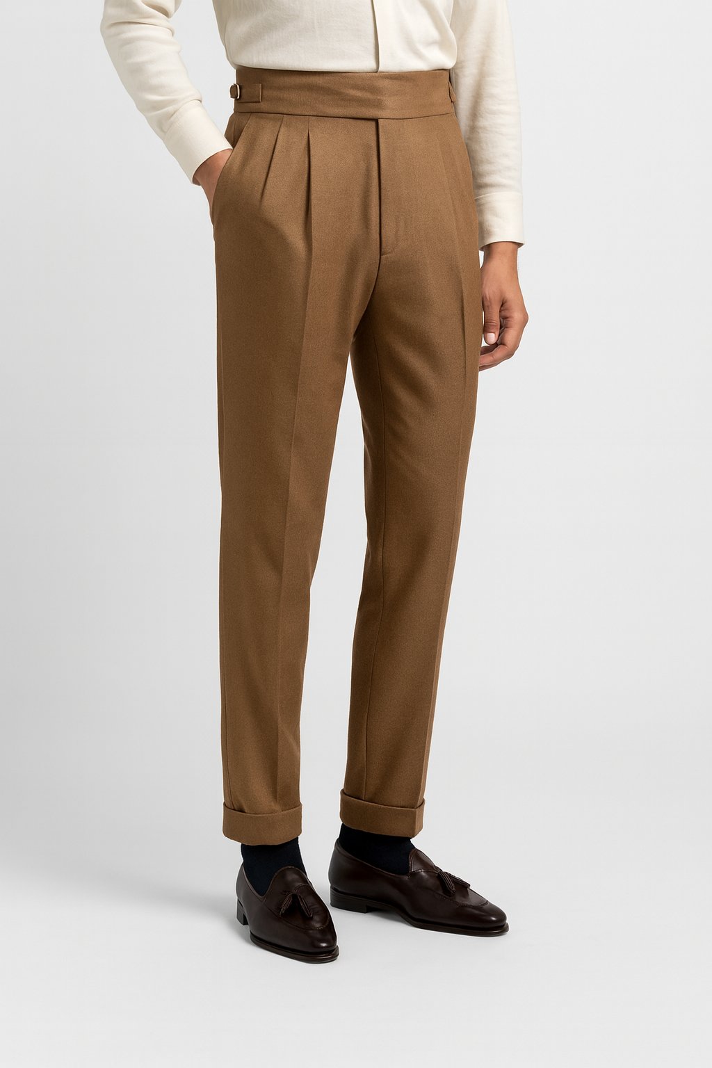 James | Men's High-Waisted Pleated Drawstring Straight-Leg Pants