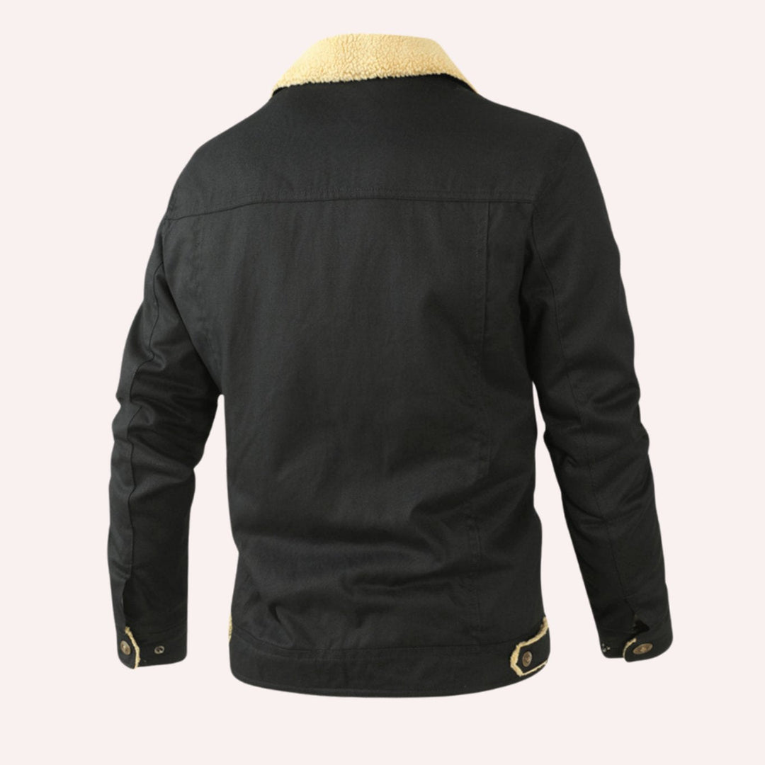 Men's Sherpa-Lined Fleece Snap-Front Winter Jacket