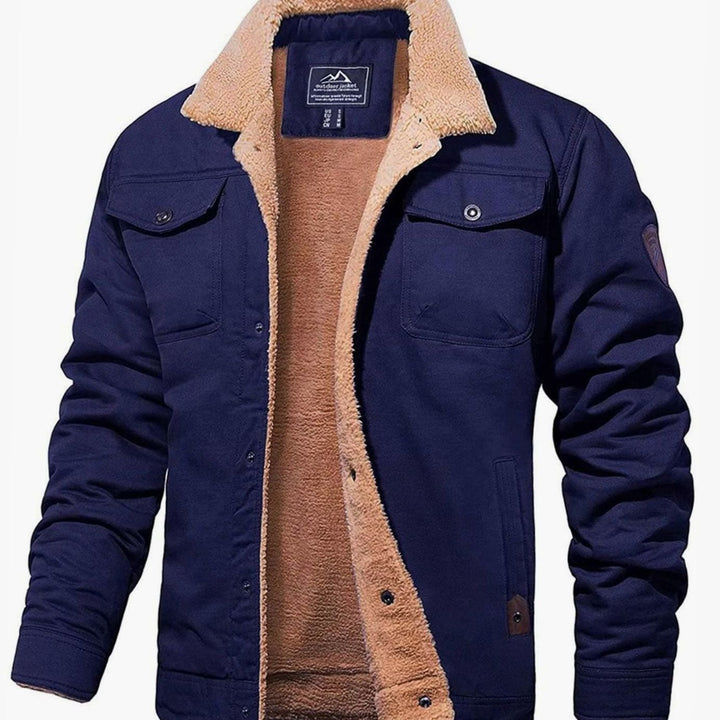 Men's Sherpa-Lined Fleece Snap-Front Winter Jacket