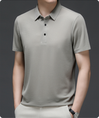 Benjamin | Men's Textured Short Sleeve Button Polo Shirt