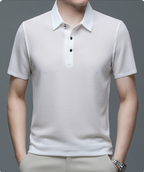 Benjamin | Men's Textured Short Sleeve Button Polo Shirt