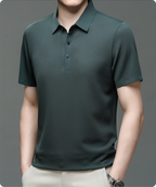 Benjamin | Men's Textured Short Sleeve Button Polo Shirt