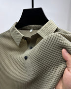 Benjamin | Men's Textured Short Sleeve Button Polo Shirt