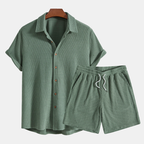 Leo | Men's Two Piece Casual Shirt Shorts Set