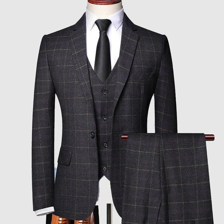 Lucas | Men's Tailored Three-Piece Windowpane Check Suit