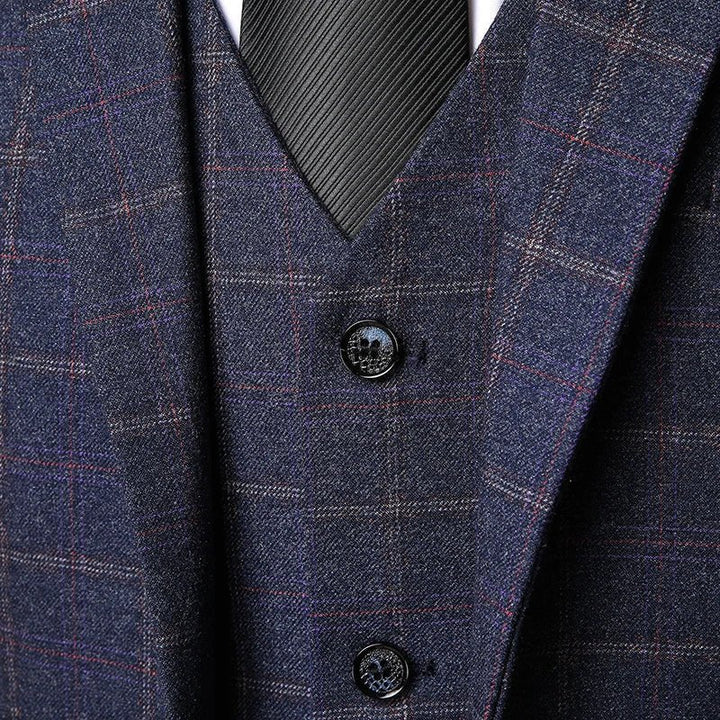 Lucas | Men's Tailored Three-Piece Windowpane Check Suit