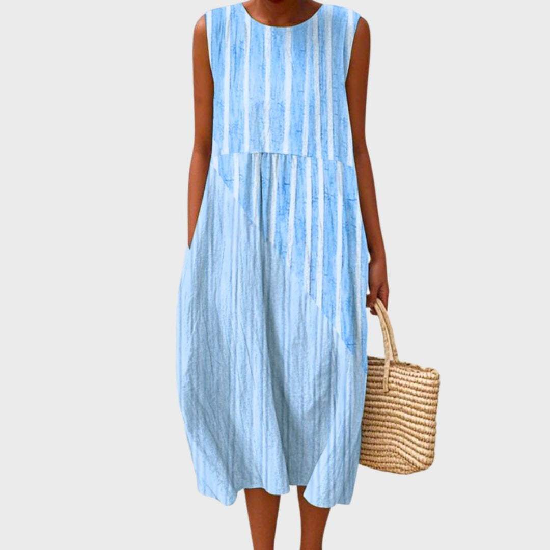 Women's Midi Dress Sleeveless Tiered Casual Plaid