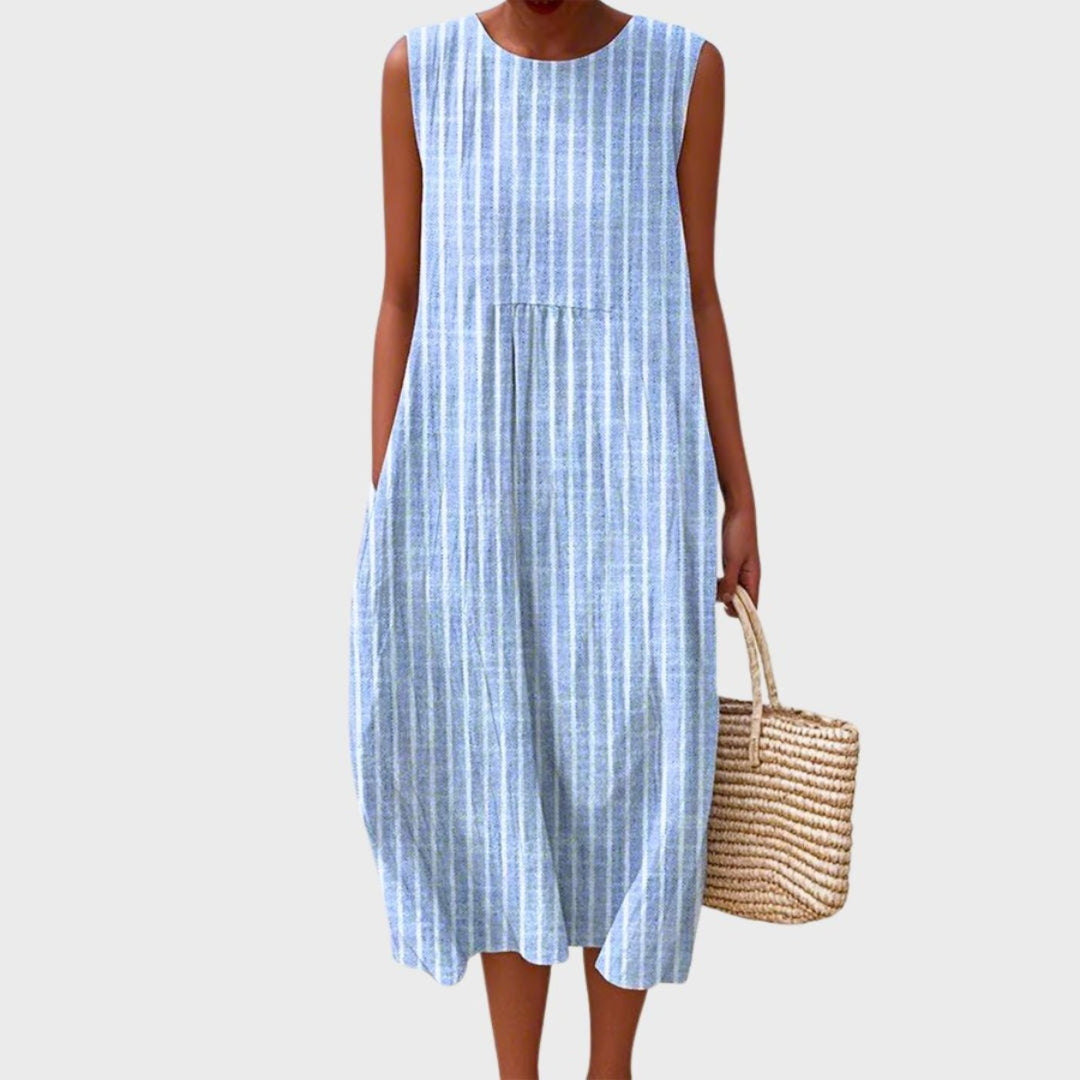 Women's Midi Dress Sleeveless Tiered Casual Plaid