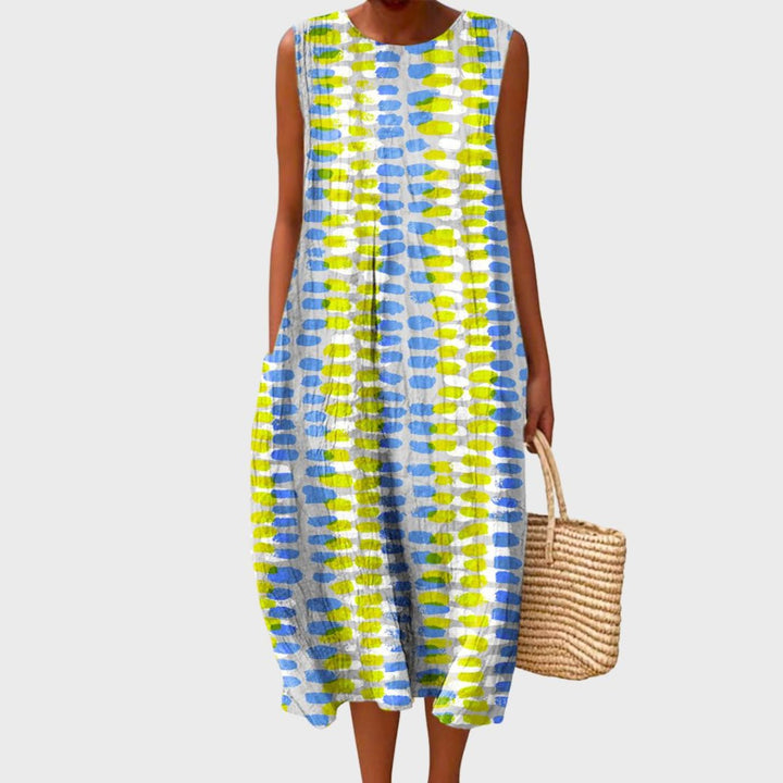 Women's Midi Dress Sleeveless Tiered Casual Plaid