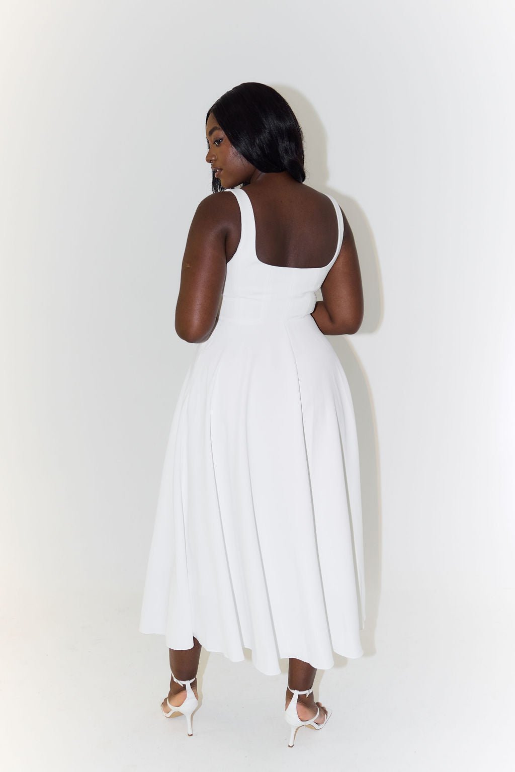 Penelope | Midi Dress Square Neckline A-Line Sleeveless