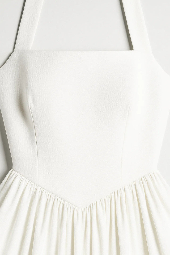 Midi Dress Women Halter Neck A-line Formal Party