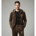 Men’s Gold Velvet Tracksuit – Hooded Zip Jacket & Joggers-HighTouch