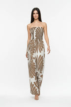 Nora Smocked Print Jumpsuit Strapless