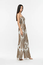 Nora Smocked Print Jumpsuit Strapless