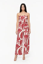Nora Smocked Print Jumpsuit Strapless