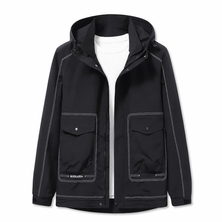 Men's Hooded Windbreaker Jacket Casual Utility Coat