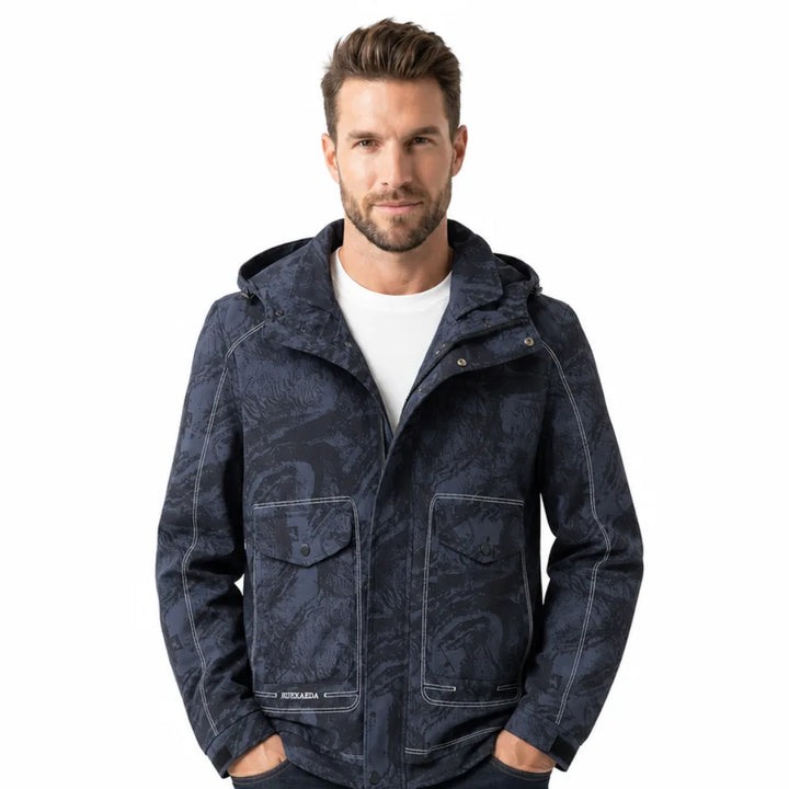 Men's Hooded Windbreaker Jacket Casual Utility Coat