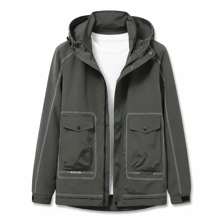 Men's Hooded Windbreaker Jacket Casual Utility Coat