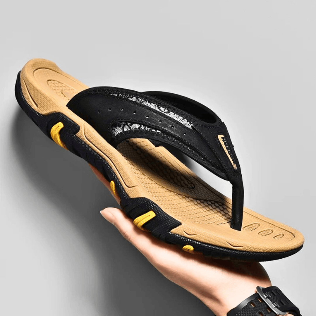PU Leather Slippers | Men's Casual Slip-On Indoor Outdoor House Slides