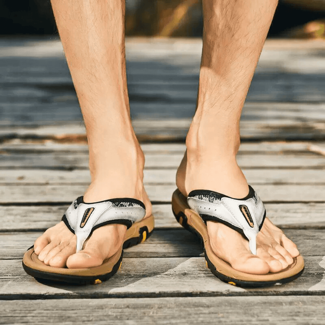PU Leather Slippers | Men's Casual Slip-On Indoor Outdoor House Slides