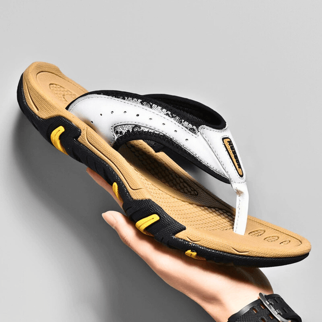 PU Leather Slippers | Men's Casual Slip-On Indoor Outdoor House Slides