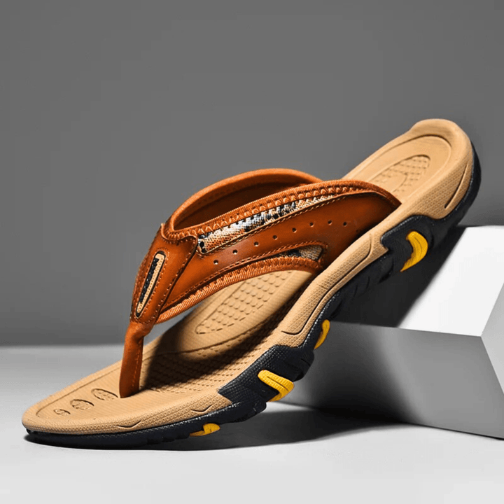 PU Leather Slippers | Men's Casual Slip-On Indoor Outdoor House Slides
