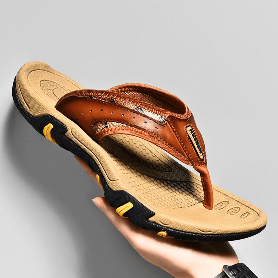 PU Leather Slippers | Men's Casual Slip-On Indoor Outdoor House Slides