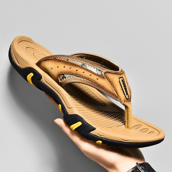 PU Leather Slippers | Men's Casual Slip-On Indoor Outdoor House Slides