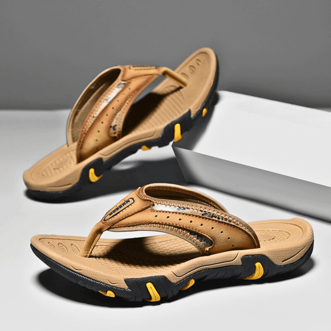 PU Leather Slippers | Men's Casual Slip-On Indoor Outdoor House Slides
