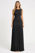 Nova Ruched Halter Maxi Chiffon Gown With High Slit