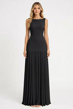 Nova Ruched Halter Maxi Chiffon Gown With High Slit